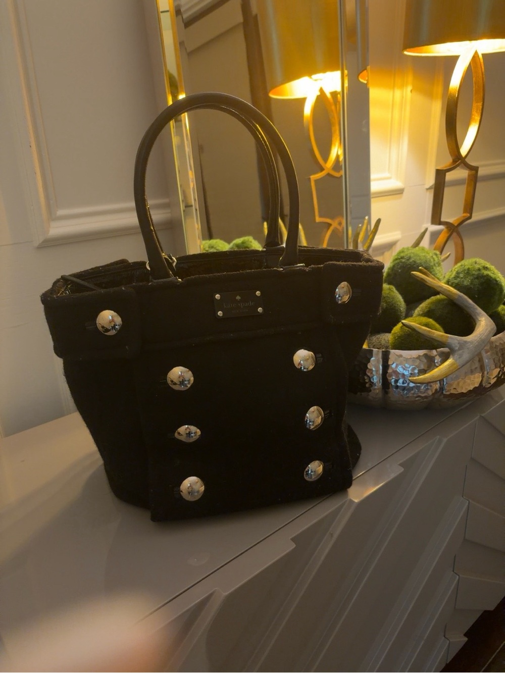 kate spade Black Tote with Button Accents